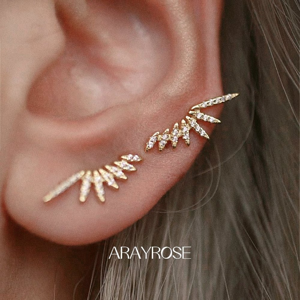 New Wing Ear Climber, Climber Earrings in Gold, Sterling Silver, Ear Crawler